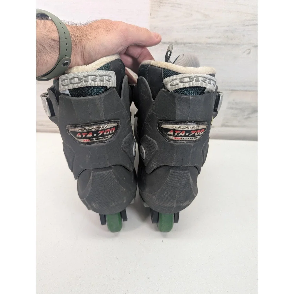 CORR ATA-700 Inline Skates Adult Rollerblades ABEC-5 Quick-Skid Green Wheels sz7